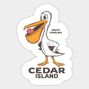 Cedar Island, NC Summertime Vacationing Pelican & Fish Sticker